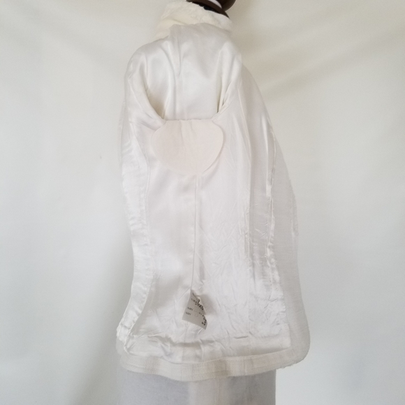 ✅#911B Classiques Entier White Fringe Jacket PS 3D Flower Buttons Gold/White - Picture 11 of 14